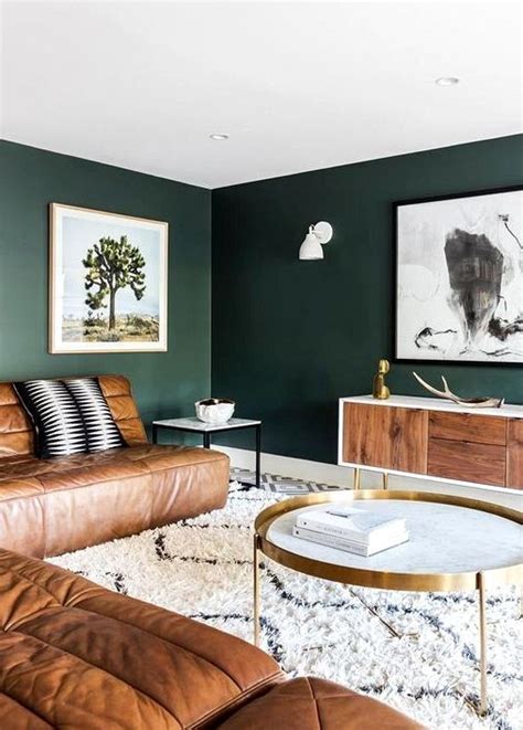Moody Darkish Inexperienced Accent Wall Concepts Green Walls Living