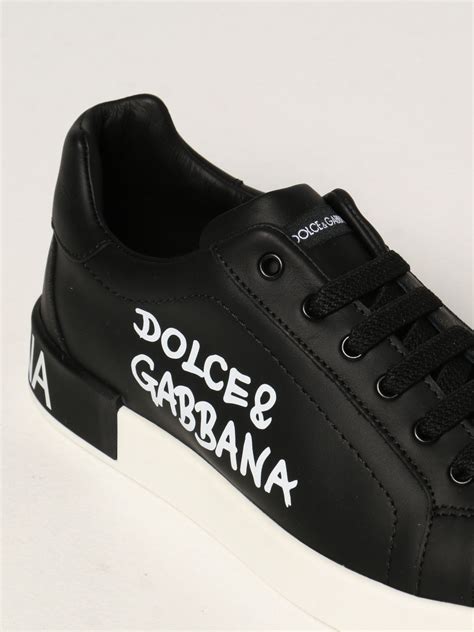 Dolce And Gabbana Sneakers In Leather Black Dolce And Gabbana Shoes