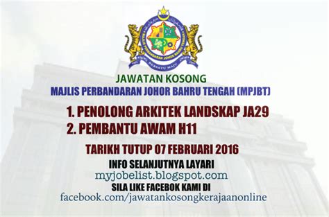 Jawatan kosong terkini di kumpulan wang simpanan pekerja (kwsp) september 2018. Jawatan Kosong Majlis Perbandaran Johor Bahru Tengah ...