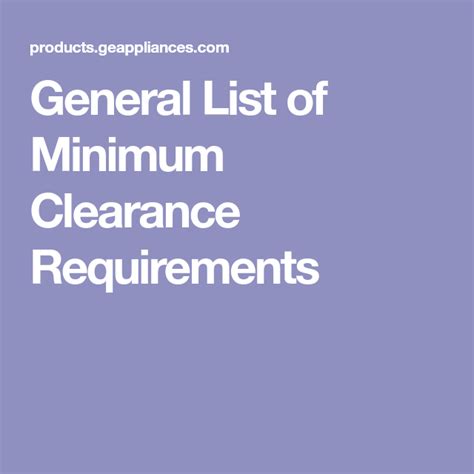 Maybe you would like to learn more about one of these? General List of Minimum Clearance Requirements in 2020 ...