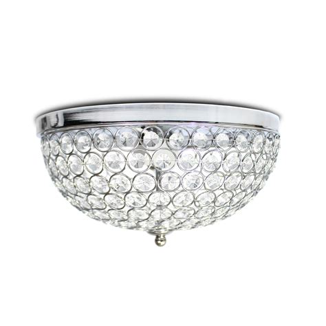 Elegant Designs 2 Light Elipse Crystal Flush Mount Ceiling Light 2 Pack
