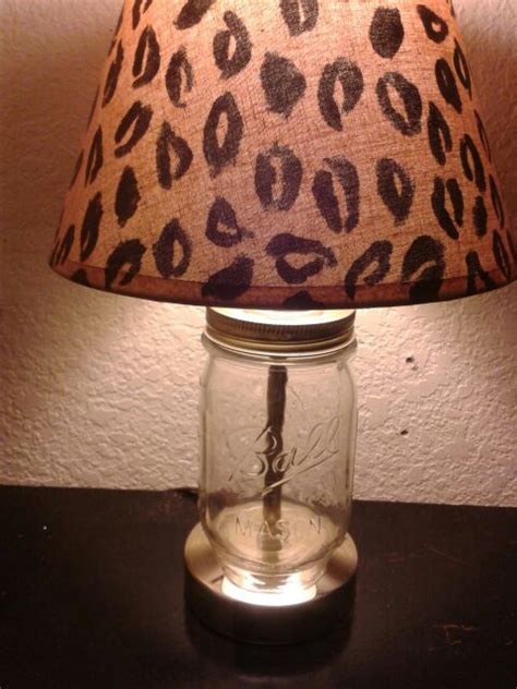 Diy Mason Jar Lamp And Hand Painted Leopord Lamp Shade Diy Lamp Shade
