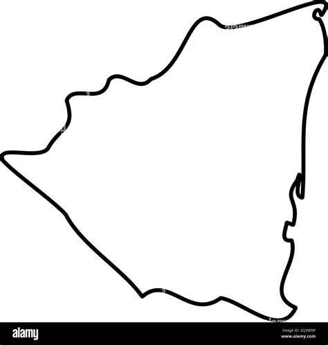 Nicaragua Mapa De Fronteras De Color Negro Sólido Del área Del País