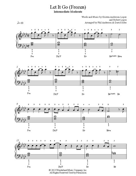 Sheet music is available for piano, voice, guitar and 38 others with 20 scorings and 9 notations in 29 genres. Let It Go by Frozen Piano Sheet Music | Intermediate Level