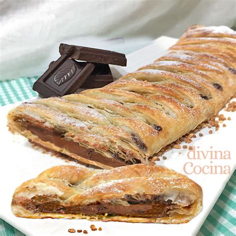 Trenza de hojaldre y chocolate - Receta de DIVINA COCINA