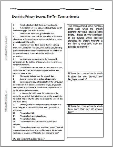 Well, what do you know? The Ten Commandments | DBQ: Document-based question in ...