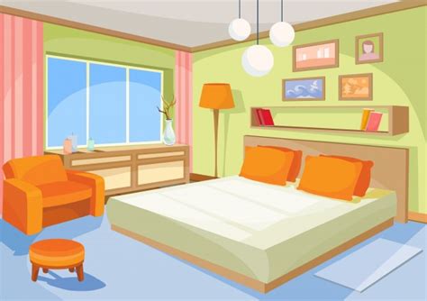50 cortarse las unas dibujos animados color unas decoradas. Vector ilustración de dibujos animados interior de color azul naranja dormitorio, una sala de ...