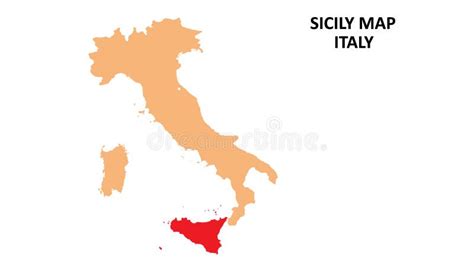 Sicily Regions Map Highlighted On Italy Map Stock Vector Illustration