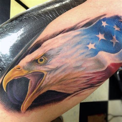 American Eagle Tattoos With Flag