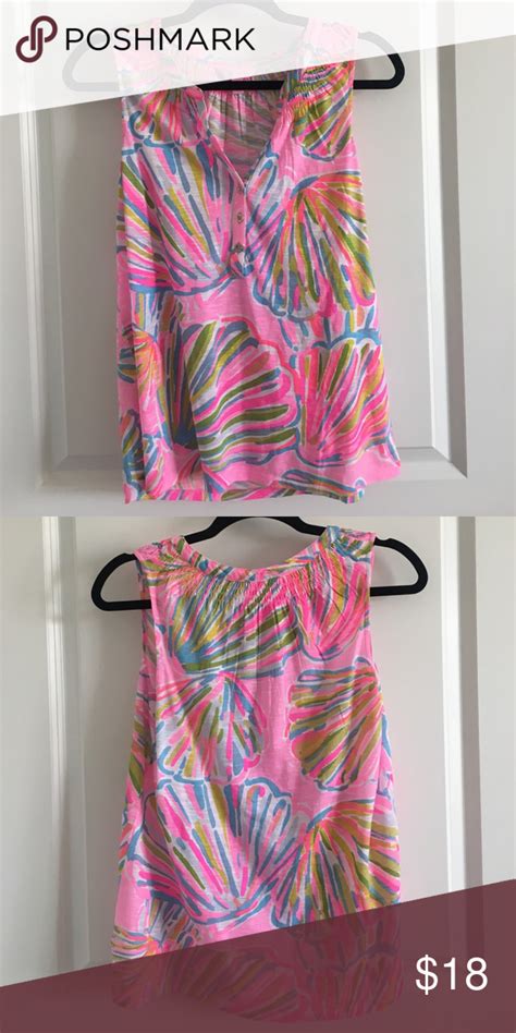 Lilly Pulitzer Button V Neck Tank Shellabrate Lilly Pulitzer Tops