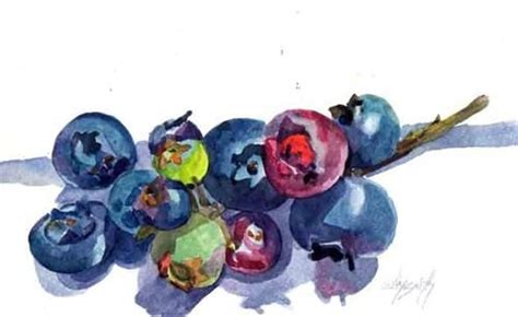 Daily Paintworks June Blueberries Original Fine Art For Sale