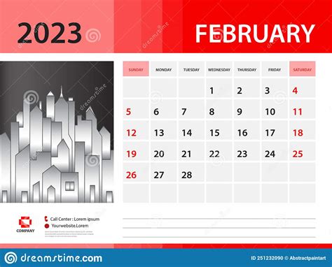 February 2023 Year Calendar 2023 Template Desk Calendar 2023 Year