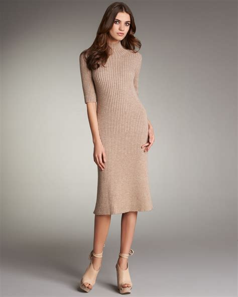 Lyst Chloé Ribbed Sweater Dress In Natural