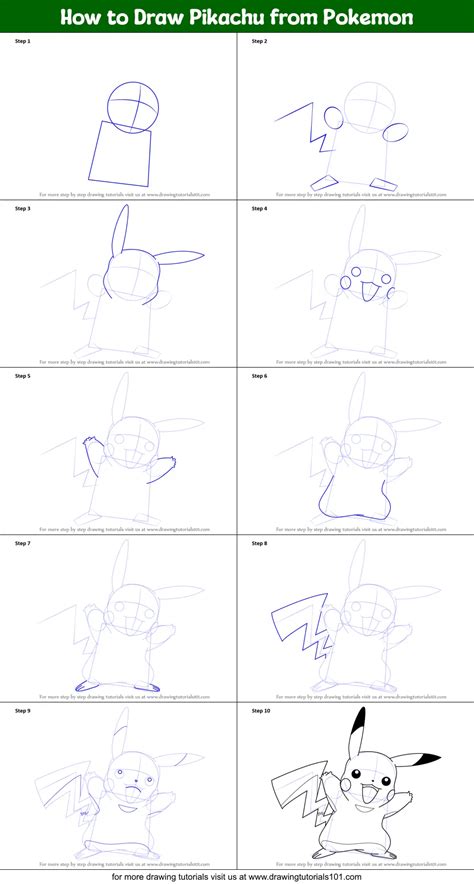 How To Draw Pikachu From Pokemon Pokemon Step By Step