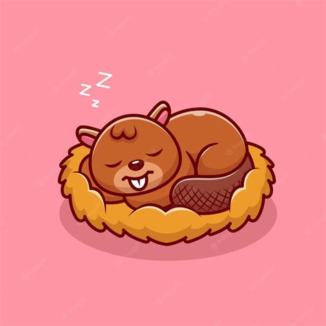 Premium Vector Cute Beaver Sleeping