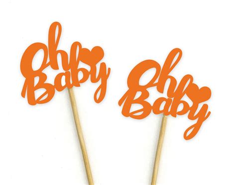 Oh Baby Cupcake Toppers Birthday Cup Cake Topper Table Etsy