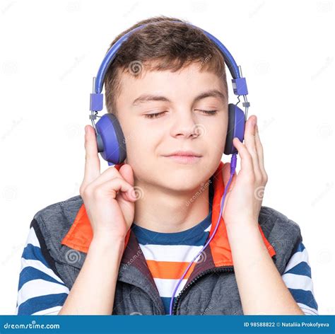 Teen Boy With Headphones Stock Photo Image Of Music 98588822