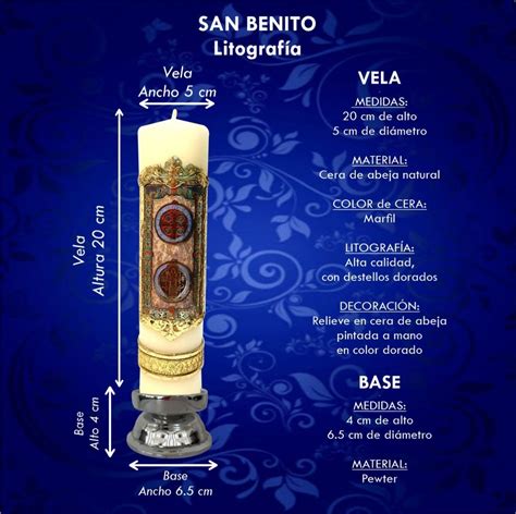 Vela Católica Decorativa Medalla San Benito Base Incluida Meses Sin