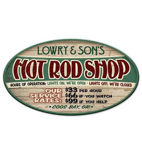 Hot Rod Shop Personalized Garage Sign Personalized Garage Custom