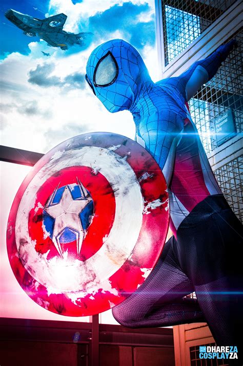Self Captain Spiderman Cosplay Still Making The Shield Cosplay