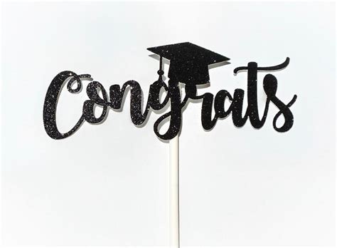 Congrats Cake Topper Glitter Graduation Etsy