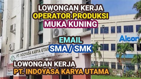 Lowongan Kerja Operator Produksi Pt Alcon Batam Via Pt Indoyasa Karya