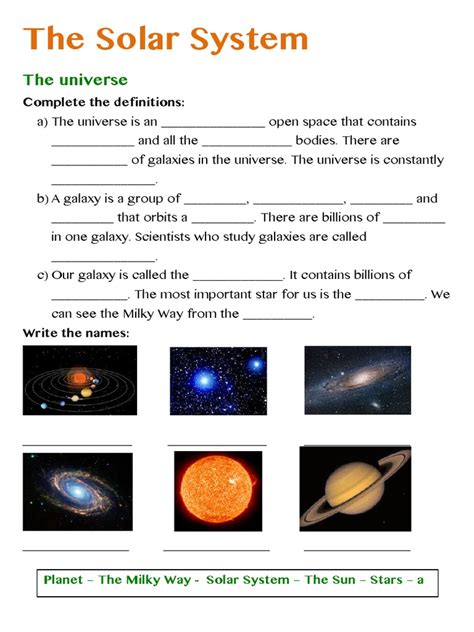 The Solar System Worksheets Planets Solar System