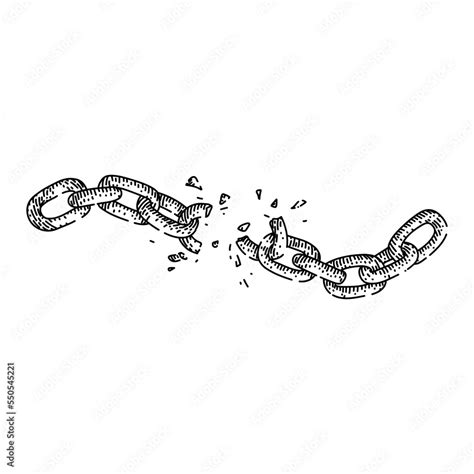 Broken Chain Hand Drawn Vector Link Freedom Steel Metal Separation