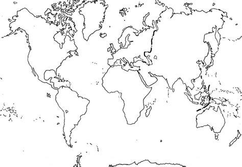 Mapamundi Continentes Horizontal Sin Nombres Para Ser Completado Por