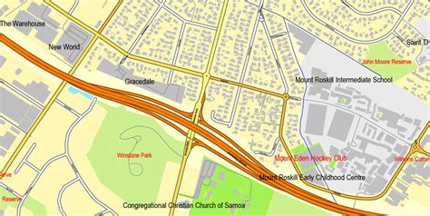 Auckland New Zealand Printable Map Exact Vector Street City Plan Map