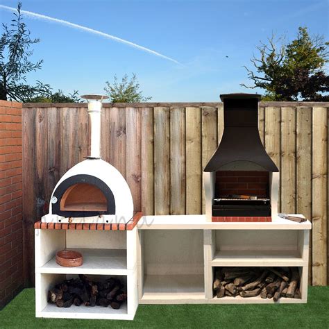Napoli Outdoor Wood Fired Pizza Oven And Barbecue Grill Garden Combo