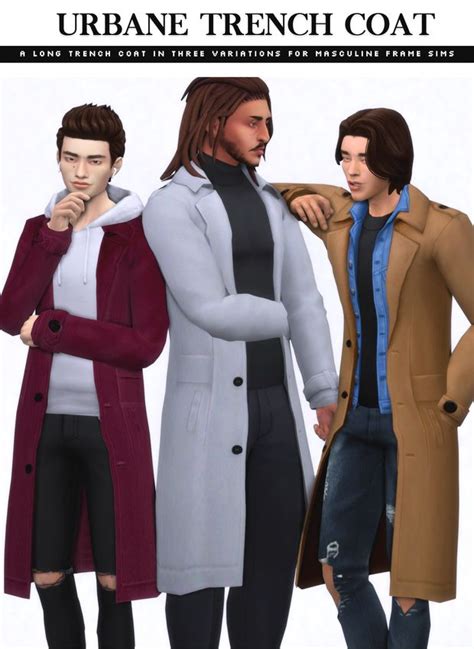 Urbane Trench Coat Set Nucrests Sims Sims 4 Men Clothing Sims 4