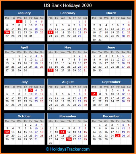 Us Bank Holidays 2020 Holidays Tracker