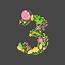 Floral Summer Number 3 Three Flower Capital Wedding Alphabet Colorful 