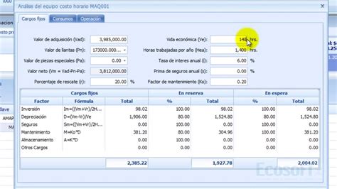 opus como crear un precio unitario desde cero recurso maquinaria y equipo con su costo horario