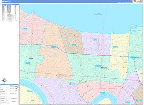 Metairie Louisiana Wall Map Color Cast Style By Marketmaps