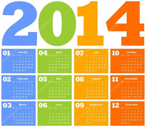Calendário Para O Ano 2014 — Vetor De Stock © Gilmanshin 12665265