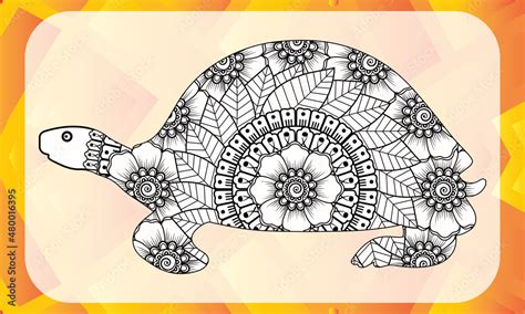 Drawing Zentangle Turtle For Coloring Page Shirt Design Effect Logo