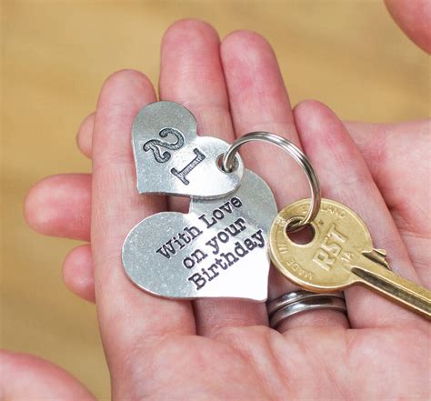 21st Birthday T Personalised 2pc Heart Key Ring By Multiply Design