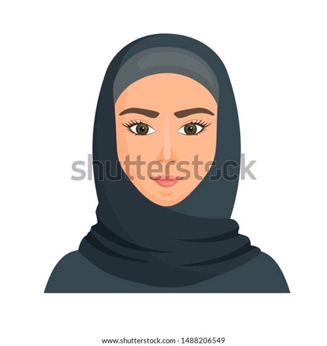 Muslim Woman In Hijab Portrait Of A Young Arab Girl In Traditional Dress Vector Avatar In