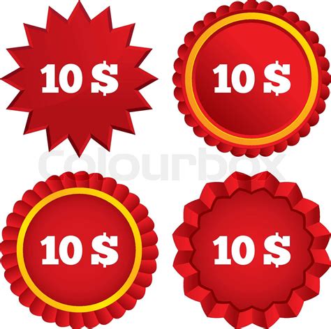 10 Dollars Sign Icon Usd Currency Symbol Stock Vector Colourbox