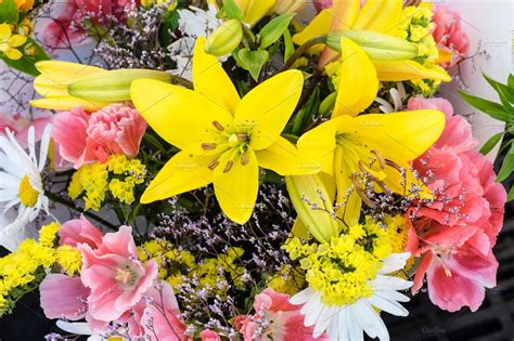 Fresh Cut Flowers At The Market Featuring Flower Flowers And