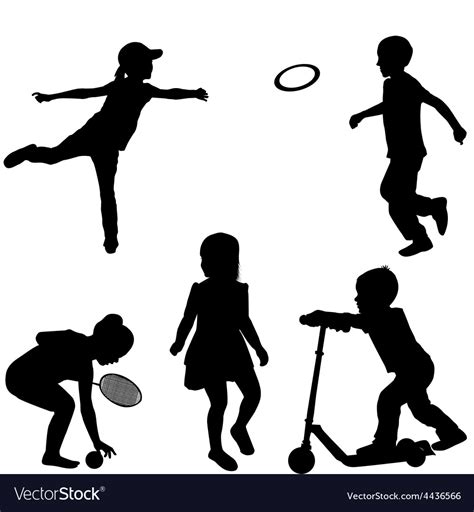 Silhouettes Of Children Playing Royalty Free Vector Image