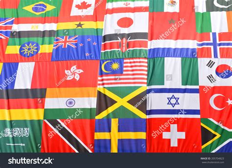 Colorful World Flags Collage Suitable Background库存照片205704823