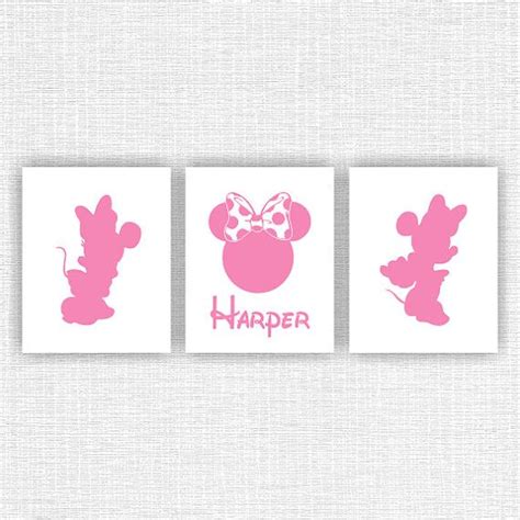 Three Pink Mickey Mouse Silhouettes With The Word Harper On Them And