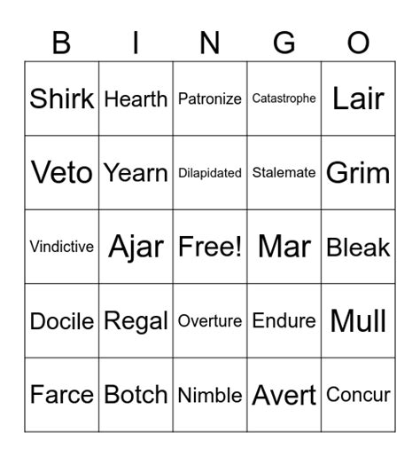 Gr 7 Vocab 7 Bingo Card