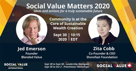 Join Jed Emerson And Zita Cobb At Svm2020