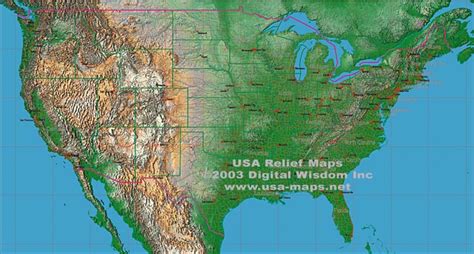 Usa Maps Relief Maps And Vector Maps