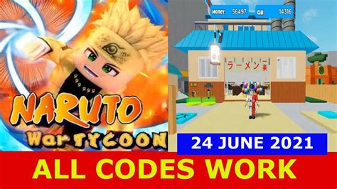 All Codes Work Naruto War Tycoon Roblox 24 June 2021 Youtube