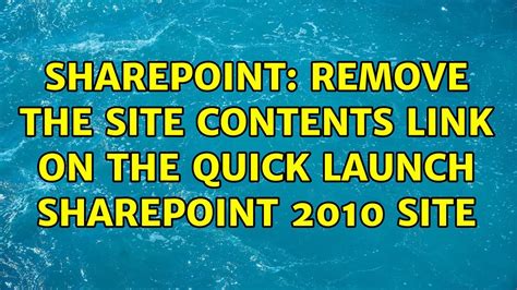 Sharepoint Remove The Site Contents Link On The Quick Launch
